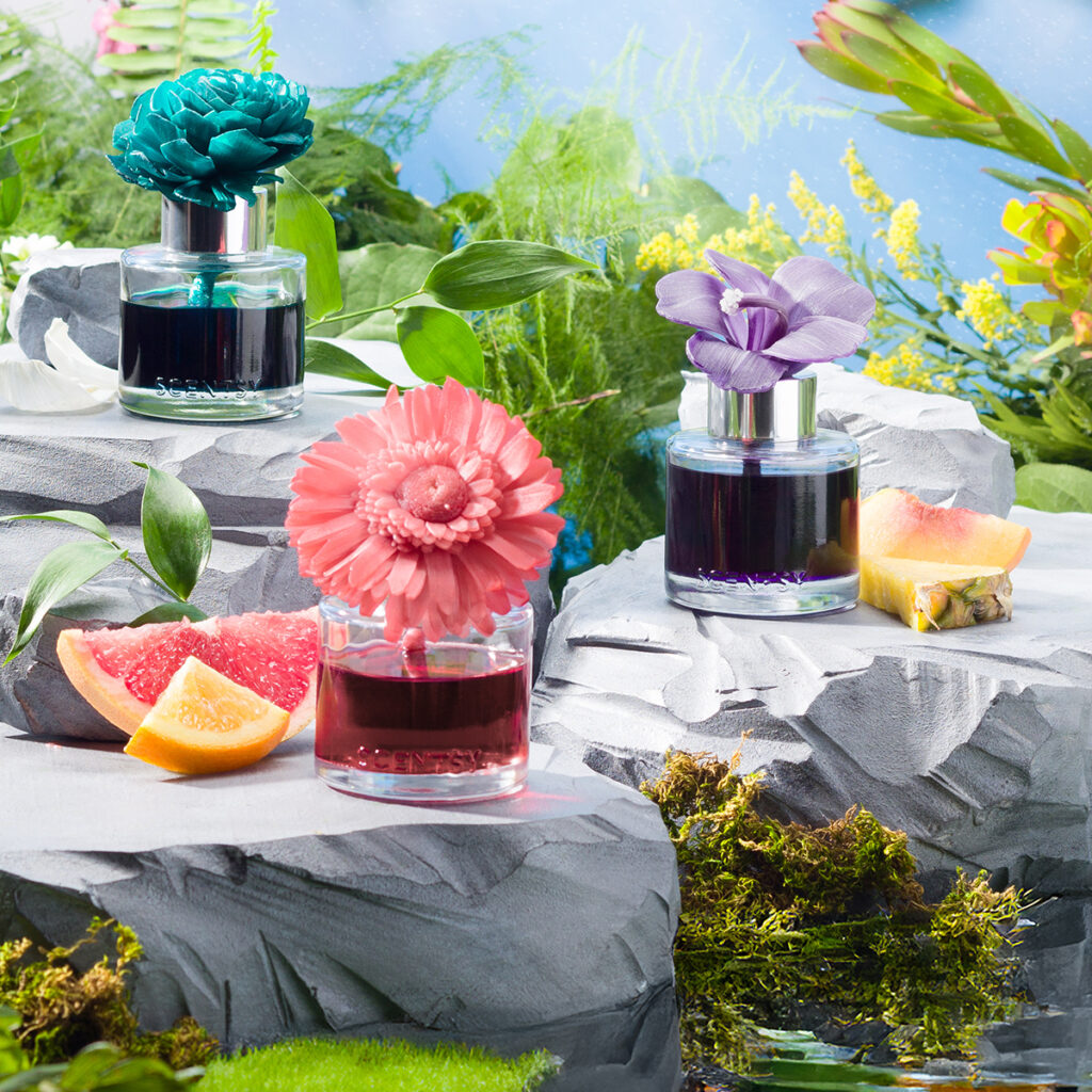 Scentsy Unplugged products including fragrance flowers and room sprays