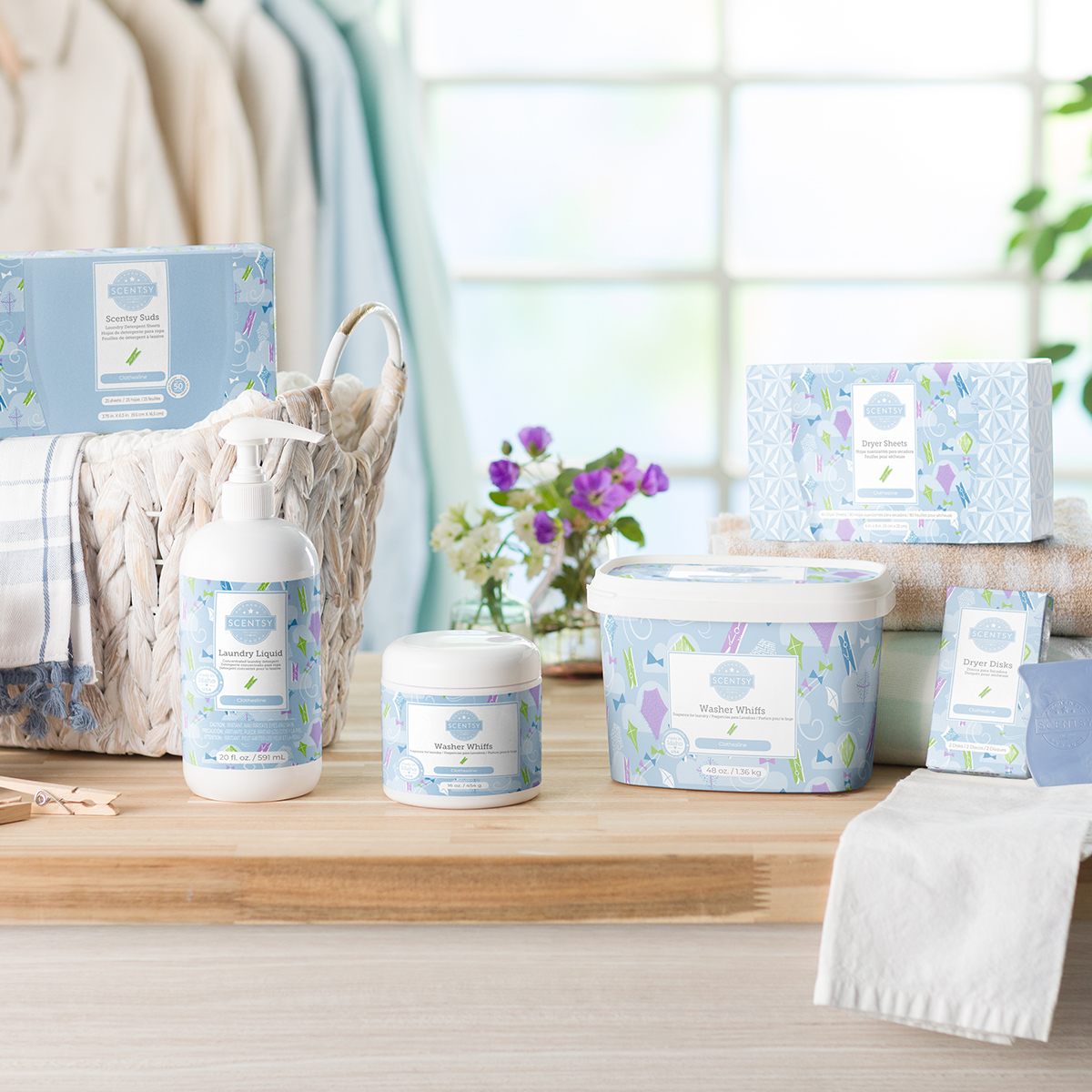 Shop Scentsy laundry products — washer whiffs, dryer disks, and cleaners