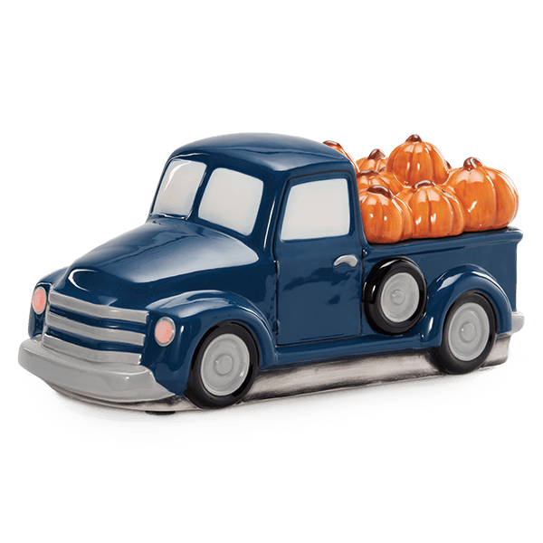 Retro Blue Truck with Pumpkin Delivery Lid
