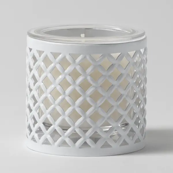 White Trellis Candle Holder