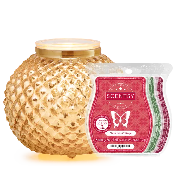 Victorian Glow – Gold Warmer + 3 Scentsy Bars